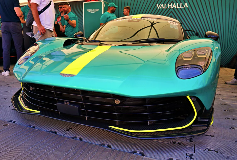 Green Aston Martin with bright contrasting accents